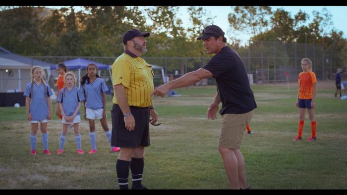 Little Angels movie: Dean Cain yells at a soccer ref while pointing at the ground