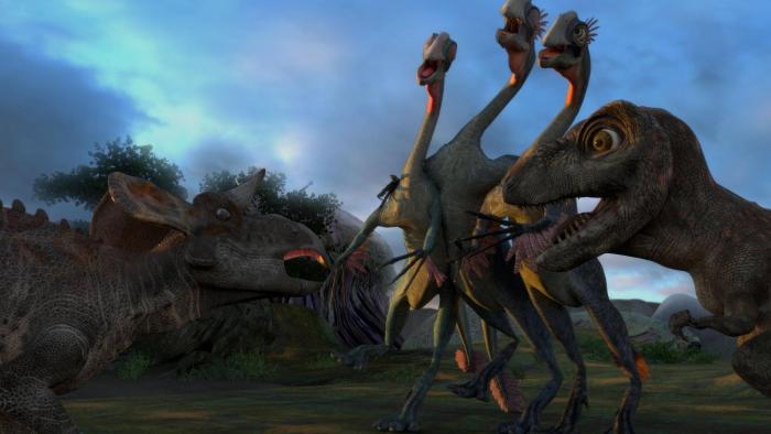 Lone Pup: Animated dinosaurs congregate