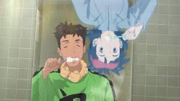 Lost in Starlight: Lovers brush their teeth together.