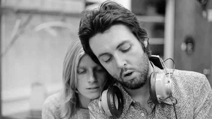 Man on the Run: Paul and Linda in a studio.