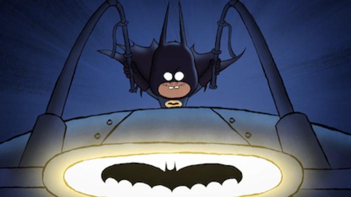 Merry Little Batman: Damian flies.