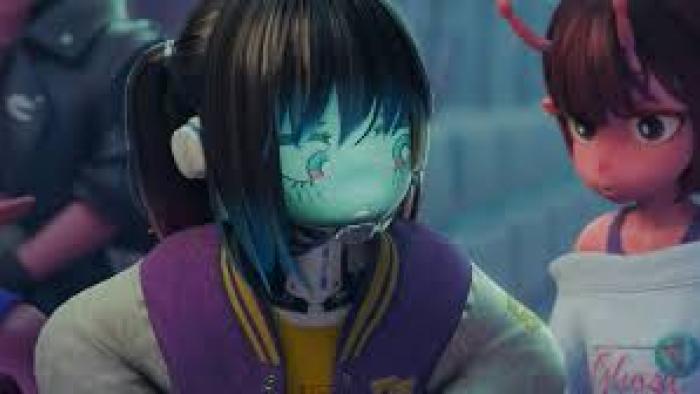 Milky Way Movie: Animated characters with unique facial features in a futuristic setting.