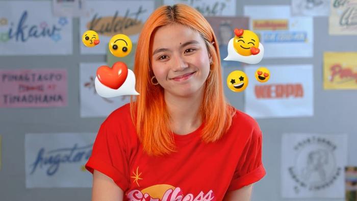 Missed Connections: Filipino young woman with orange hair smiles with happy emojis popping up around her head