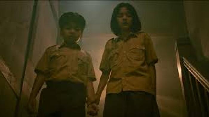 Monster 2024 Movie: 2 Asian kids on stairs