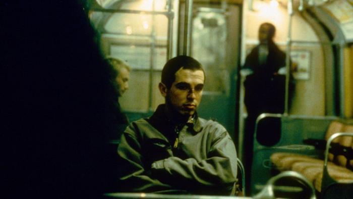 Nil by Mouth: Charlie Creed-Miles with a bleeding nose on a London tube