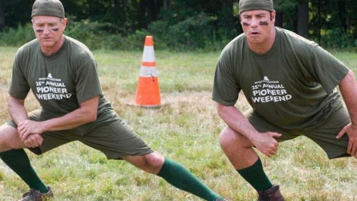 Old Dogs: From left to right Robin Williams and John Travolta in a bootcamp