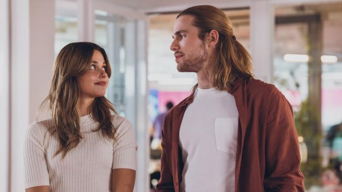 Our Fault: Nicole Wallace and Fran Morcillo look at each other.