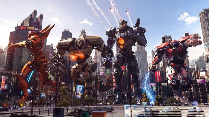 Pacific Rim: Uprising Movie: Four Jaegers on a city street