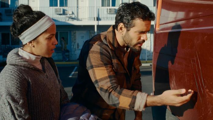 Passenger Movie: Maddie and Tyler investigate three claw-like scratches on the exterior of their van
