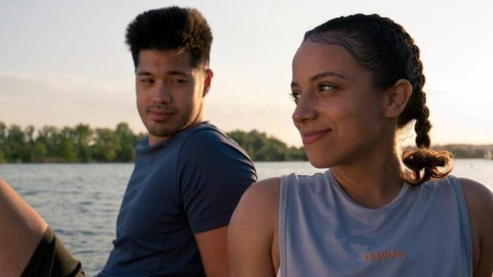 Perfect Addiction Movie: Kiana Madeira and Ross Butler sit near the water