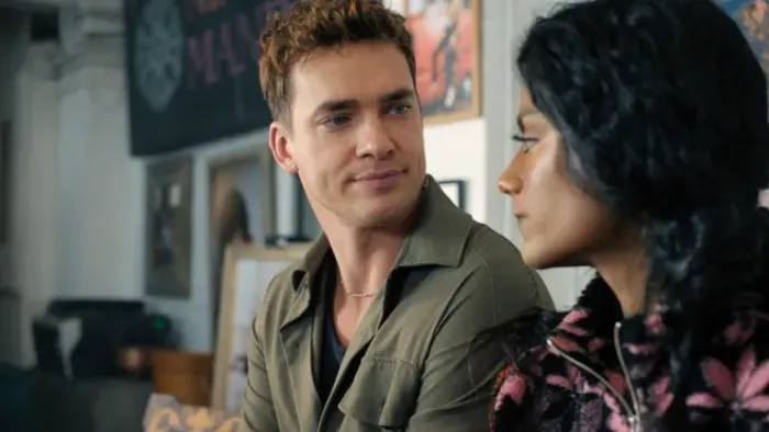 Picture This: Simone Ashley and Luke Fetherston converse.