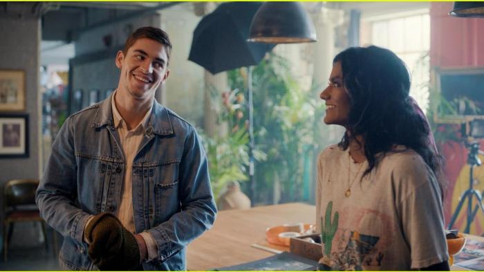 Picture This: Simone Ashley and Hero Fiennes Tiffin share a laugh.