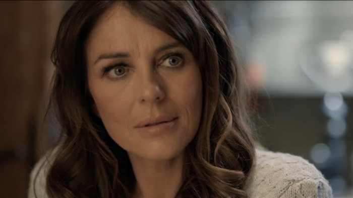Piper: A close-up of Elizabeth Hurley's face, looking concerned