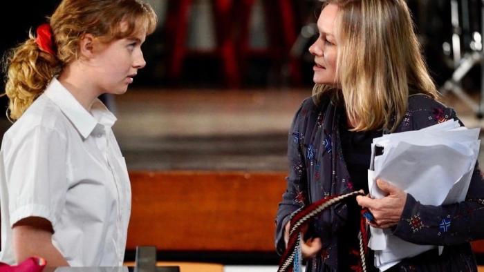Plan Bea movie: Clodagh Crowe talks with Mary Peter in choir class
