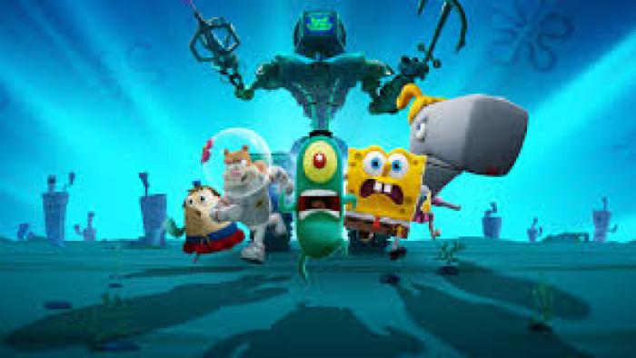 Plankton: The Movie: Robot threatens characters.