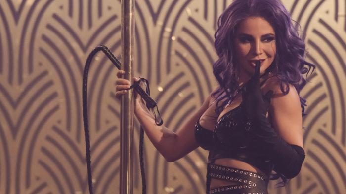 Queens on the Run: Martha Higareda poses as a stripper.