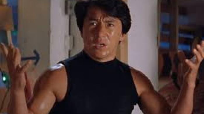 Rumble in the Bronx Movie: Jackie Chan in black tank top