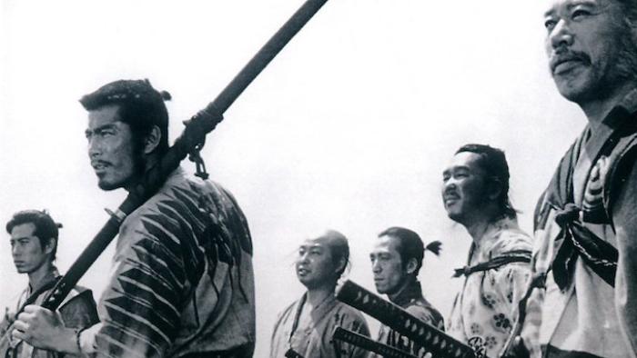 Seven Samurai Movie: Six swaggering samurai look out into the distance