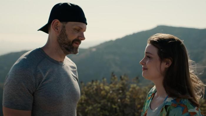 Still from The Seven Faces of Jane: Joel McHale and Gillian Jacobs
