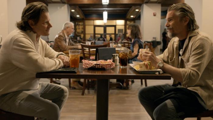 She Dances movie: Jason (Steve Zahn) and Brian (Ethan Hawke) at dinner
