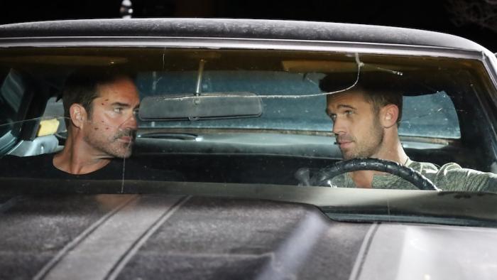 Shrapnel Movie: Sean Beckwith (Jason Patric, left) and Max Vohden (Cam Gigandet) sit in the front seat of a car