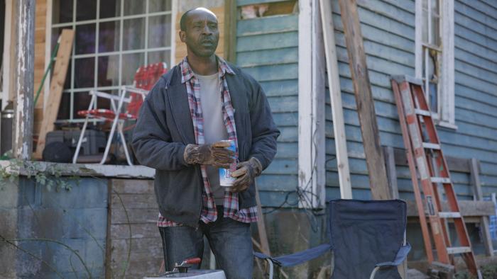 Signing Tony Raymond movie: Rob Morgan holds a beer on a crisp fall day while preparing to make repairs on a dilapidated rural Alabama house