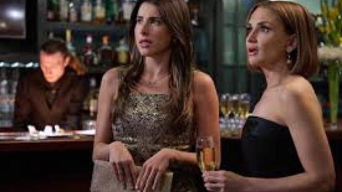 Sisterhood, Inc. Daniella Monet and Rachel Leigh Cook at a bar