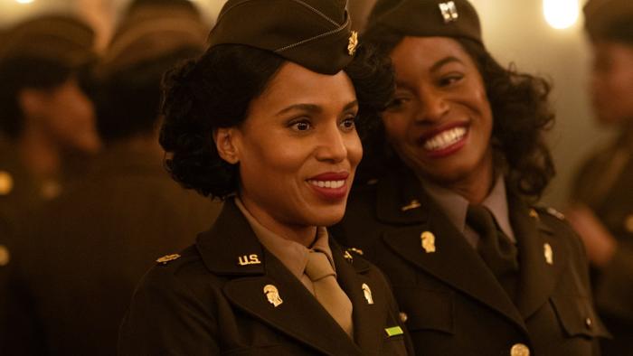 The Six Triple Eight movie: Kerry Washington and Milauna Jackson laugh together