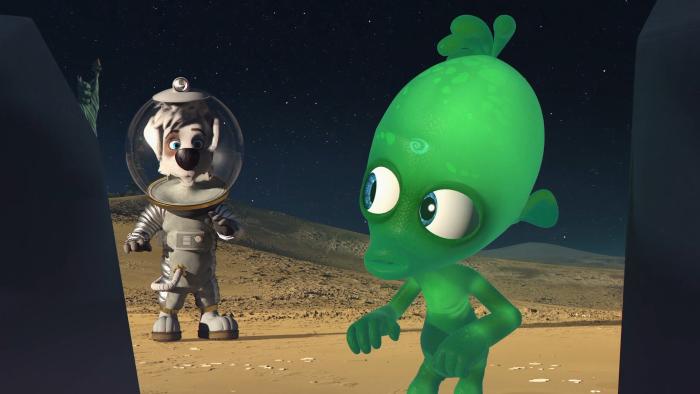 Space Dogs: Adventure to the Moon: Pushok makes a new friend