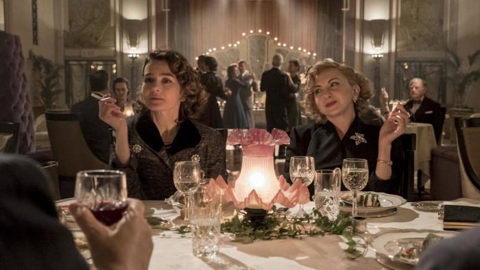 Stan & Ollie Movie: Lucille Hardy and Ida Kitaeva Laurel at dinner