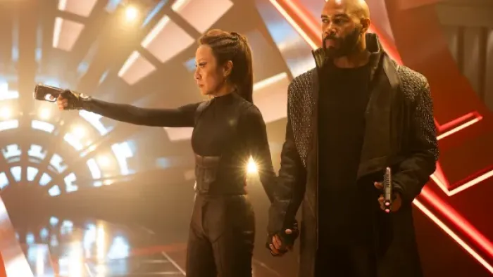 Star Trek: Section 31: Michelle Yeah points a phaser.