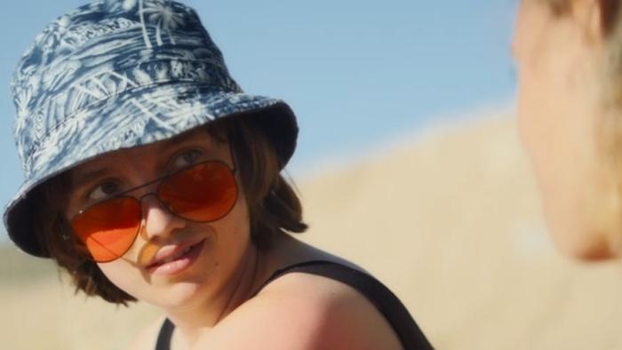 Sweetheart: Nell Barlow sits on beach
