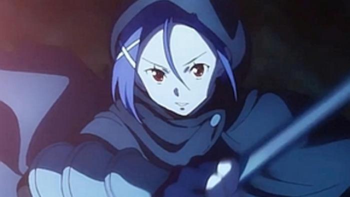 Sword Art Online the Movie: Progressive - Scherzo of Deep Night: A teen girl with purple hair holds a sword