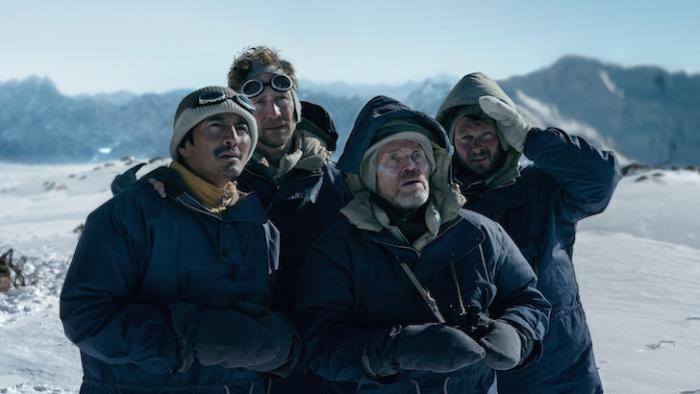 Tenzing: The climbing group looks up at the mountain.