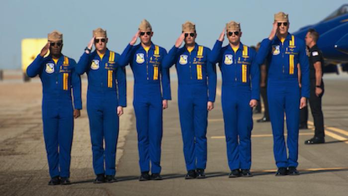 The Blue Angels: Elite team salutes.