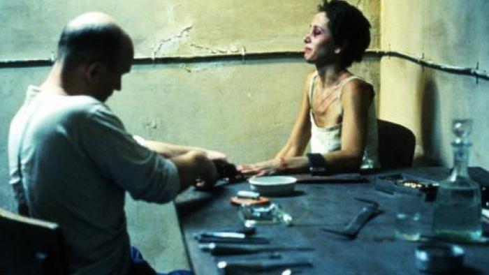 The Grey Zone: Mira Sorvino tortured by a Nazi in a concentration camp