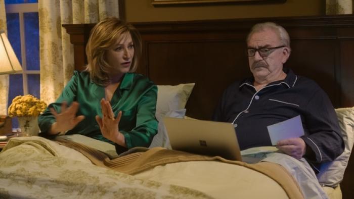 The Parenting: Edie Falco and Brian Cox in bed.