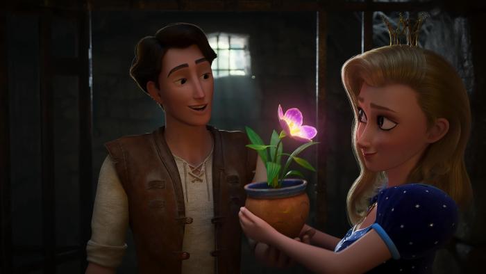The Proud Princess: King Benjamin gives a glowing potted flower to Princess Carolina