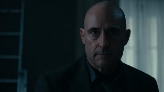 The Silent Hour: A close-up of Mark Strong staring straight ahead