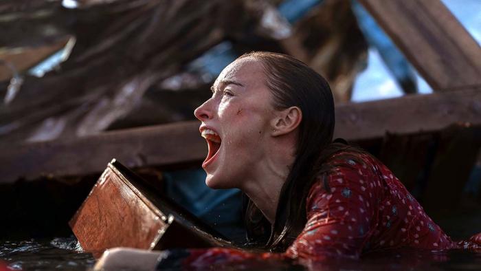 Thrash: Phoebe Dynevor screams for help.