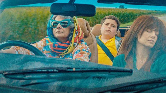 characters riding in car