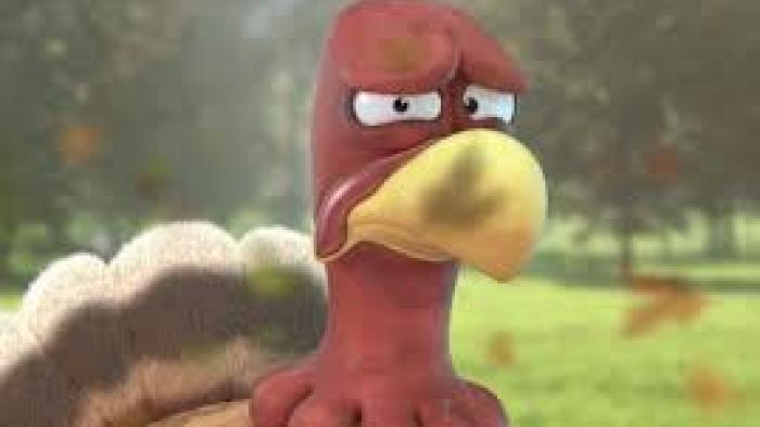 Turkey Day Movie: Sad-looking animated turkey