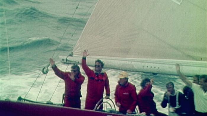 Liberty and U.S. crew at the America's Cup boat race in 1983.