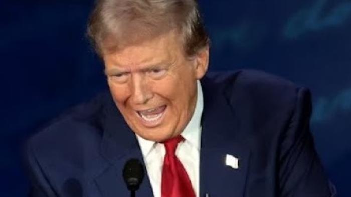 Untruth: The Psychology of Trumpism movie: Donald Trump looks belligerent as he speaks