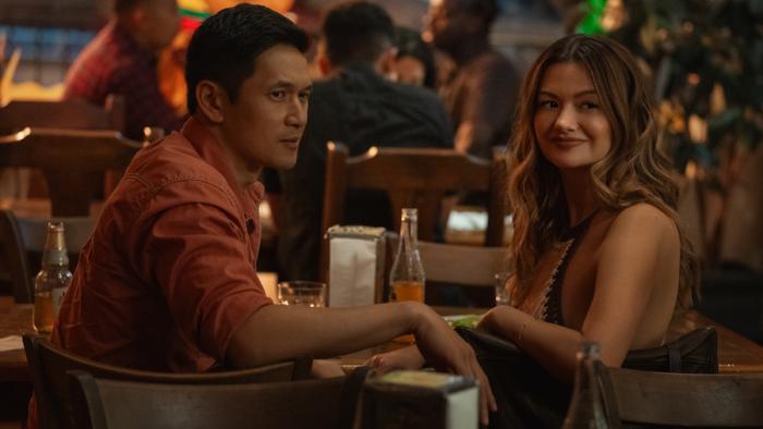 Voicemails for Isabelle: Harry Shut Jr. and Leah McKendrick at a table.