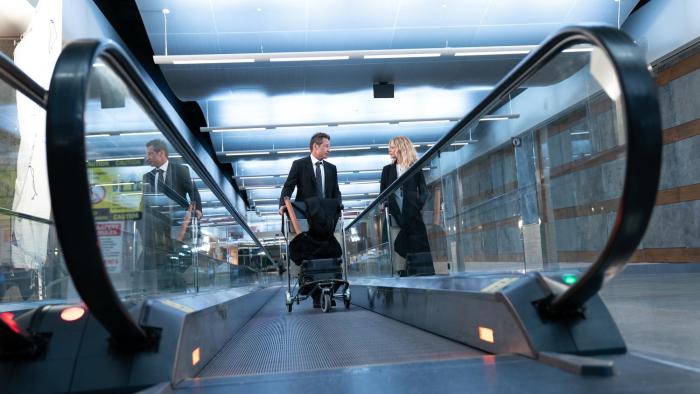 What Happens Later Movie: David Duchovny and Meg Ryan speak to each other on a people-mover