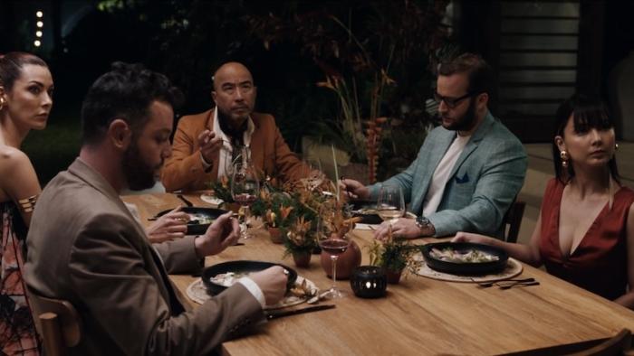 What You Wish For Movie: Five wealthy diners sit around a table, consuming one of Ryan's exotic dishes