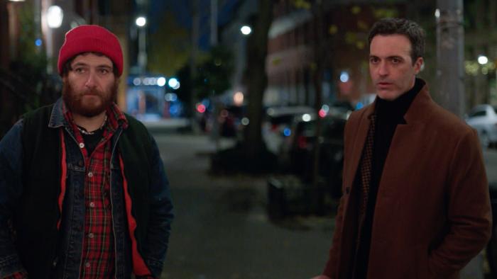Who Invited Charlie? Movie: Old friends Charlie (left) and Phil (right) reconnect on the street