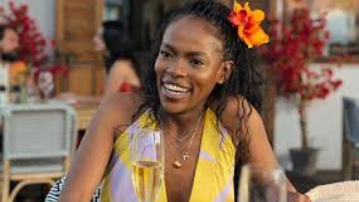 Yoh! Bestie: Katlego Lebogang smiles with glass of champagne