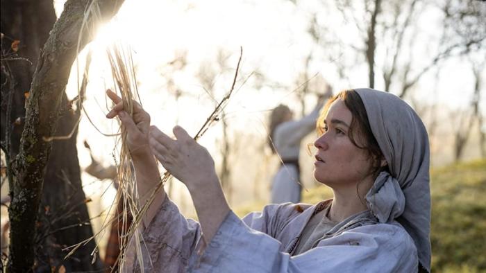 You Won't Be Alone: Alice Englert holds pieces of hay up to the sunlight